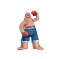 Funny cartoon character, boxer, boxing champion