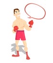 Funny cartoon character, boxer, boxing champion,