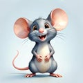 Funny cartoon character happy mouse grin smile portrait