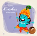 Funny cartoon character Lord Krishna Royalty Free Stock Photo