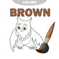 Funny cartoon character owl. Vector isolated coloring book. Contour on a white