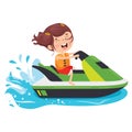 Funny Cartoon Character Riding Jet Ski Royalty Free Stock Photo