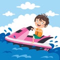 Funny Cartoon Character Riding Jet Ski Royalty Free Stock Photo