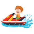 Funny Cartoon Character Riding Jet Ski Royalty Free Stock Photo