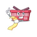 A funny cartoon character of shopping basket with a menu Royalty Free Stock Photo