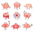 Funny cartoon characters. Brain in action poses