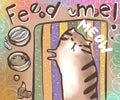 Funny cartoon color illustration. the cat lies and requires care. the inscription