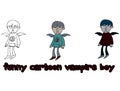 Funny cartoon colored set write hand made draw doodle monster vampire