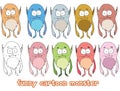 Funny cartoon colored write hand made draw doodle monster aliens elf