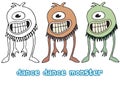 Funny cartoon colored write hand made draw doodle monster aliens dance cyclops