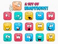 Funny cartoon colorful faces. Face with emotions. Facial expression. Royalty Free Stock Photo
