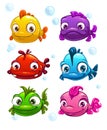 Funny cartoon colorful fishes set Royalty Free Stock Photo