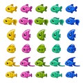 Funny cartoon colorful fishes set. Royalty Free Stock Photo