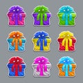 Funny cartoon colorful gift boxes set Royalty Free Stock Photo