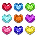 Funny cartoon colorful heart shape gems Royalty Free Stock Photo