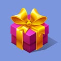 Funny cartoon colorful isometric pink gift boxe.