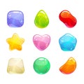 Funny cartoon colorful jelly candies set.