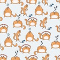 Cute cats. Vector seamless pattern with funny cats. Color background for children. Pastel colors.