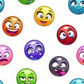 Funny cartoon comic round faces pattern Royalty Free Stock Photo