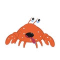 Funny cartoon crab with bulging eyes sad and crying Royalty Free Stock Photo