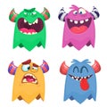 Funny cartoon creatures. Set of cartoon vector monsters characters. Halloween design Royalty Free Stock Photo