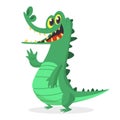Funny cartoon crocodile alligator. Vector illustration. Design for print, mascot or children book illustration. Royalty Free Stock Photo