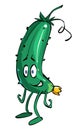 Funny cartoon Cucumber character. Green vegetables vector illustration. Eco Food icon