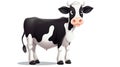 Funny cartoon cute cow isolated on blue. Talking black and white cow close up. Funny curious cow. Farm animals. Pet cow Royalty Free Stock Photo