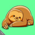 Funny cartoon cute fat vector sloth illustration Royalty Free Stock Photo