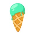 Funny cartoon cute ice cream. Isolated vector illustration. Flat icon. Beautiful sweet .