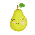 Funny cartoon cute ripe pear. Funny face vector Royalty Free Stock Photo
