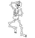Funny cartoon dancing skeleton. Cute graphics for Halloween.