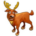 Funny cartoon deer with yellow horns