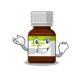 A funny cartoon design concept of antibiotic bottle with happy face Royalty Free Stock Photo