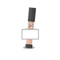 Funny cartoon design style brightener standing behind a board Royalty Free Stock Photo