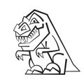 Funny Cartoon Dinosaur . Black And White Vector Illustration Royalty Free Stock Photo