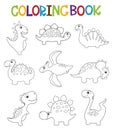 Funny cartoon dinosaurs collection. Coloring book