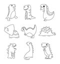 Funny cartoon dinosaurs. Coloring Page Royalty Free Stock Photo