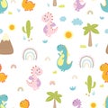 funny cartoon dinosaurs pattern