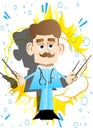 Funny cartoon doctor as an orchestra conductor. Vector illustration Royalty Free Stock Photo