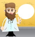 Funny cartoon doctor showing the V, peace sign. Royalty Free Stock Photo