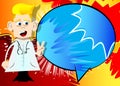 Funny cartoon doctor showing the V, peace sign. Royalty Free Stock Photo