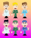 Funny cartoon doctor showing the V, peace sign. Royalty Free Stock Photo