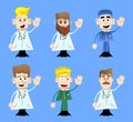 Funny cartoon doctor with waving hand. Royalty Free Stock Photo