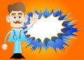 Funny cartoon doctor with waving hand. Royalty Free Stock Photo