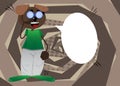 Funny cartoon dog looking through binoculars. Royalty Free Stock Photo