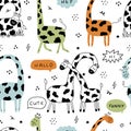 Funny cartoon doodle giraffe