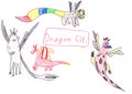 Funny cartoon dragon set drawing illustration Royalty Free Stock Photo