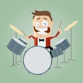 Funny cartoon drummer