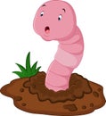 Funny cartoon earthworm